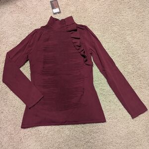 Metric Sangria Ruffle Turtleneck